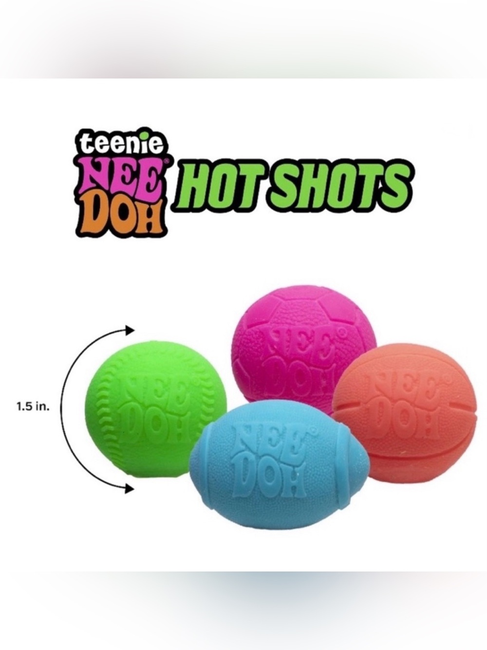 Needoh Hot Shots Teenie 4 pack Squishy Squeezy Fidget Toy Pink Blue Football - Picture 7 of 14
